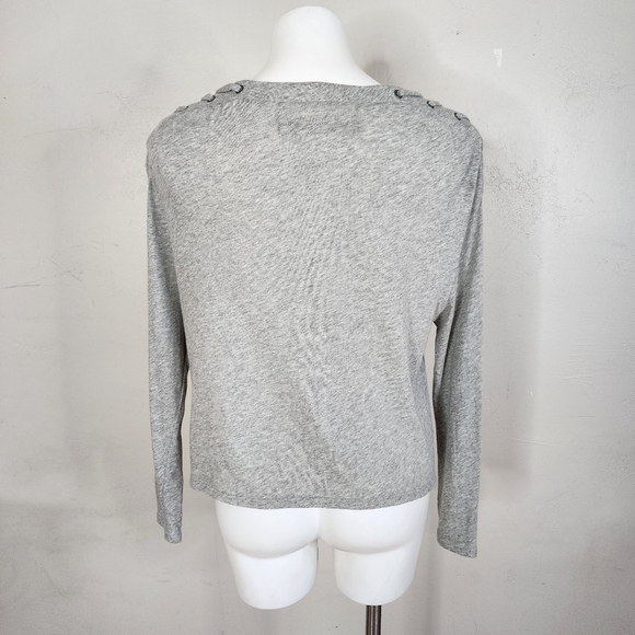 Enza Costa Lace Up Shoulder Cashmere Long Sleeve Top Size Medium - Picture 17 of 17